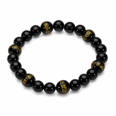 Black Onyx Bracelet with Shani Mantra