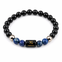 Sagittarius (Dhanu) Rashi Bracelet — Black Obsidian + Lapis Lazuli