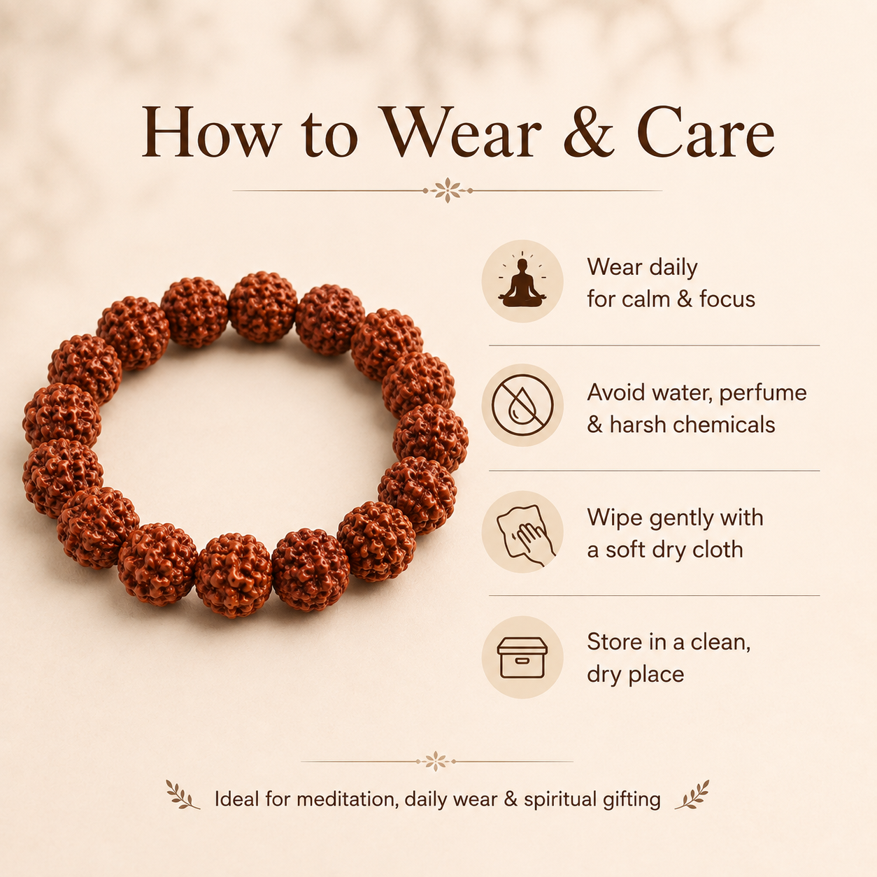 5 Mukhi Rudraksha Bracelet — how to wear and care — KaalVeda