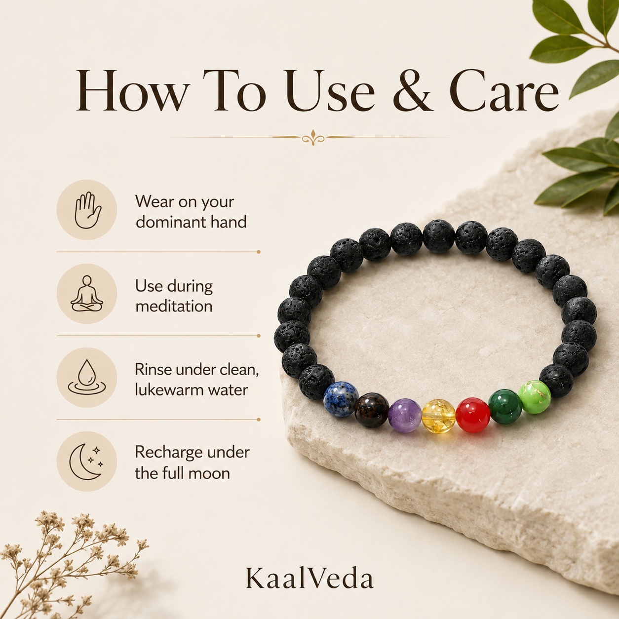 7 Chakra Bracelet — how to use and care — KaalVeda