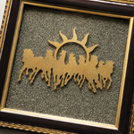 7 Horses Raw Pyrite Frame — angled view of the framed piece — KaalVeda