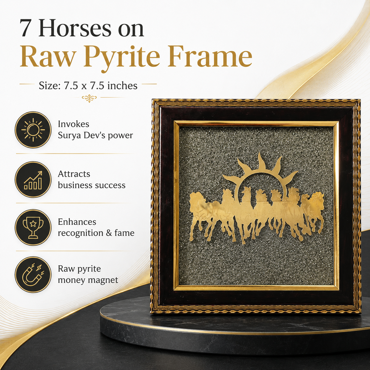 Cash Counter Combo — 7 Horses frame, 7.5 x 7.5 inches — KaalVeda