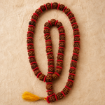 Big Bead Rudraksha Mala — angled view of the kanthi strand — KaalVeda