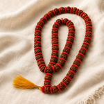 Big Bead Rudraksha Mala — detail of the natural mukhi faces — KaalVeda