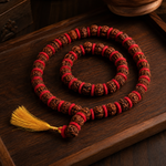 Big Bead Rudraksha Mala — worn kanthi style at the throat — KaalVeda