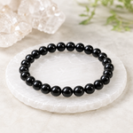 Black Tourmaline Bracelet — detail of the deep black surface — KaalVeda