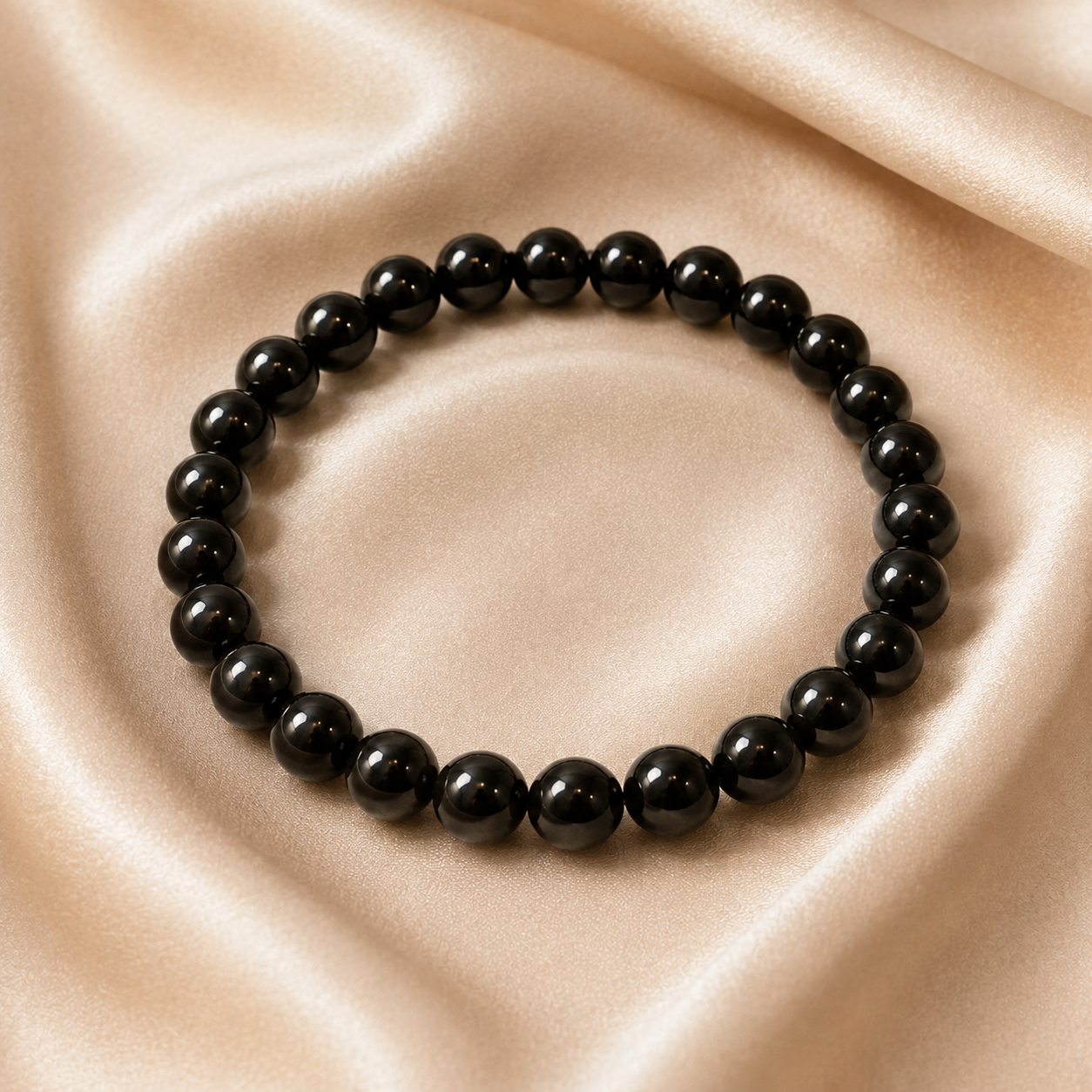Black Tourmaline Bracelet — worn on the wrist — KaalVeda