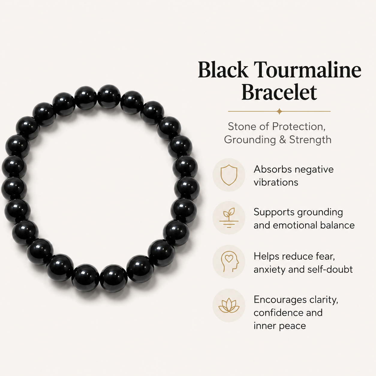 Black Tourmaline Bracelet — protection, grounding and strength — KaalVeda