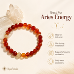 Carnelian Bracelet — best for Aries energy, worn on the left wrist — KaalVeda