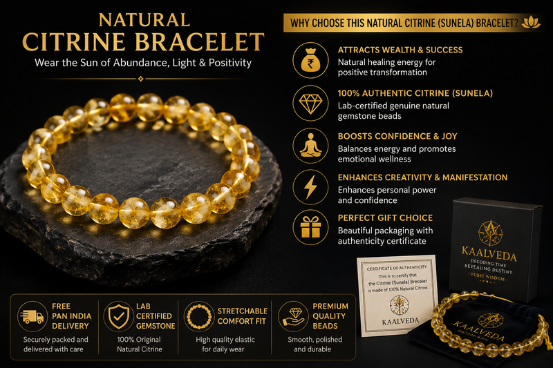 Citrine Bracelet — why choose natural citrine, with certificate and packaging — KaalVeda
