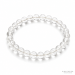 Clear Quartz Bracelet — natural rock crystal beads on white — KaalVeda