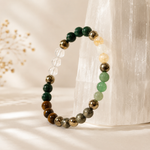 Dhan Yog Bracelet — detail of the 8mm beads and raw pyrite — KaalVeda