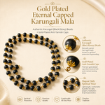 Gold-Plated Capped Karungali Mala — authentic karungali with anti-tarnish caps — KaalVeda
