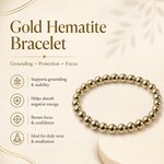 Gold Hematite Bracelet — grounding, protection and focus — KaalVeda