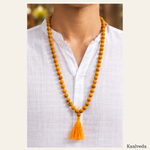 Haldi Mala 108+1 — detail of the natural bead surface — KaalVeda
