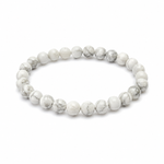 Howlite Bracelet — natural white howlite beads with grey veining — KaalVeda