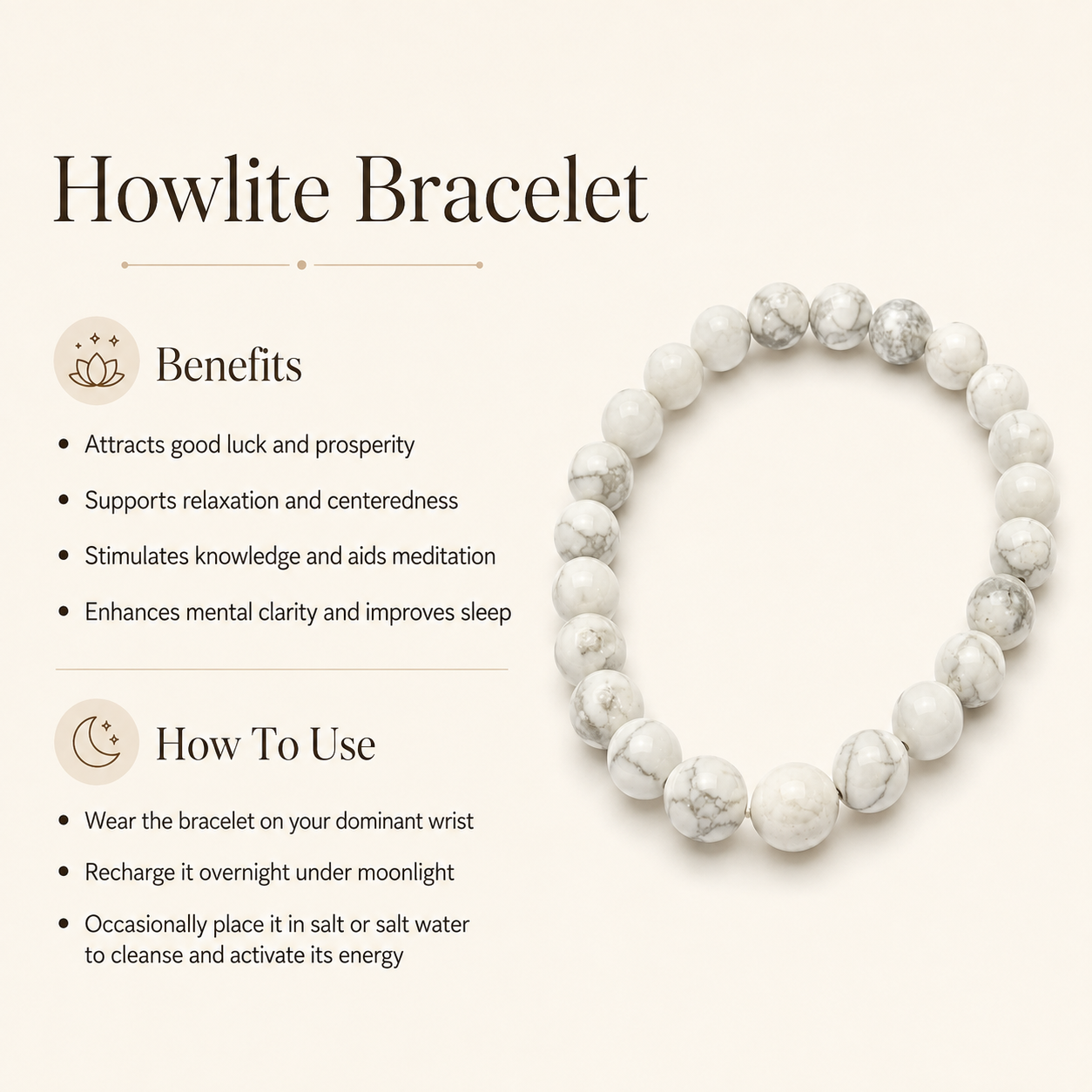 Howlite Bracelet — benefits and how to use — KaalVeda
