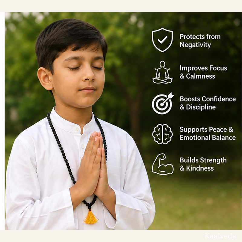 Karungali Kids' Mala — traditionally worn for protection and calm — KaalVeda