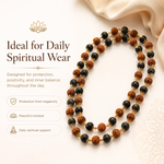 Karungali–Rudraksha 'Divya Raksha' Mala — worn at chest level — KaalVeda