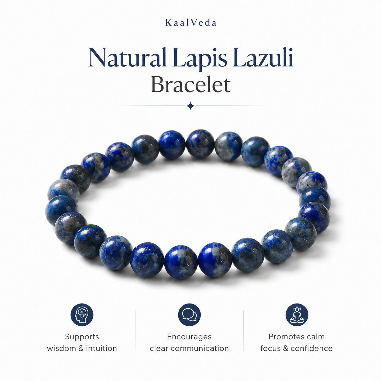 Lapis Lazuli Bracelet — wisdom, communication and calm focus — KaalVeda