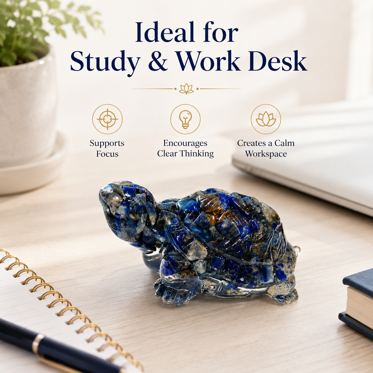 Lapis Lazuli Tortoise — ideal for the study and work desk — KaalVeda