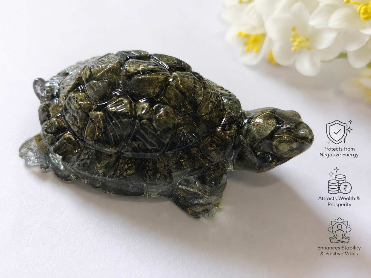 Kuber Kavach Combo — the Pyrite Tortoise for desk or cash counter — KaalVeda