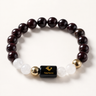 Capricorn (Makar) Rashi Bracelet — Garnet + Milky Quartz