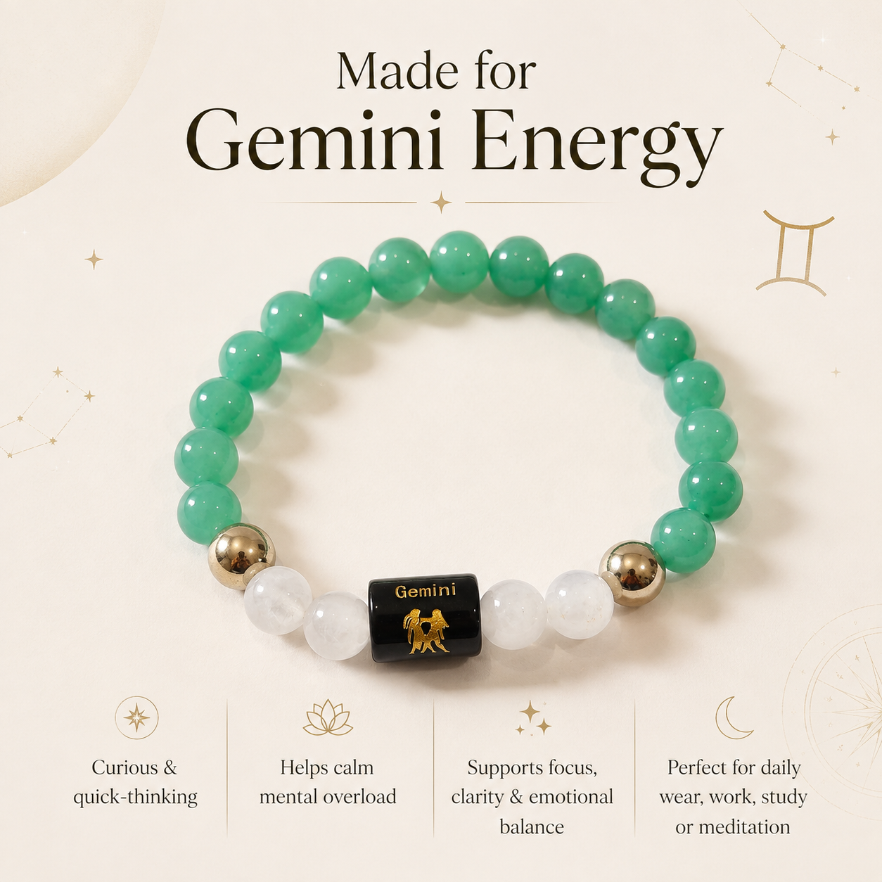Gemini Rashi Bracelet — made for Gemini — KaalVeda