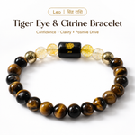 Leo Rashi Bracelet — Tiger Eye + Citrine on stretch cord — KaalVeda