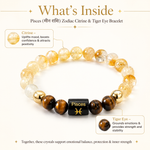Pisces Rashi Bracelet — what's inside: Citrine + Tiger Eye — KaalVeda