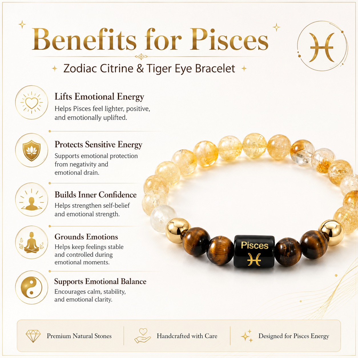 Pisces Rashi Bracelet — benefits for Pisces energy — KaalVeda