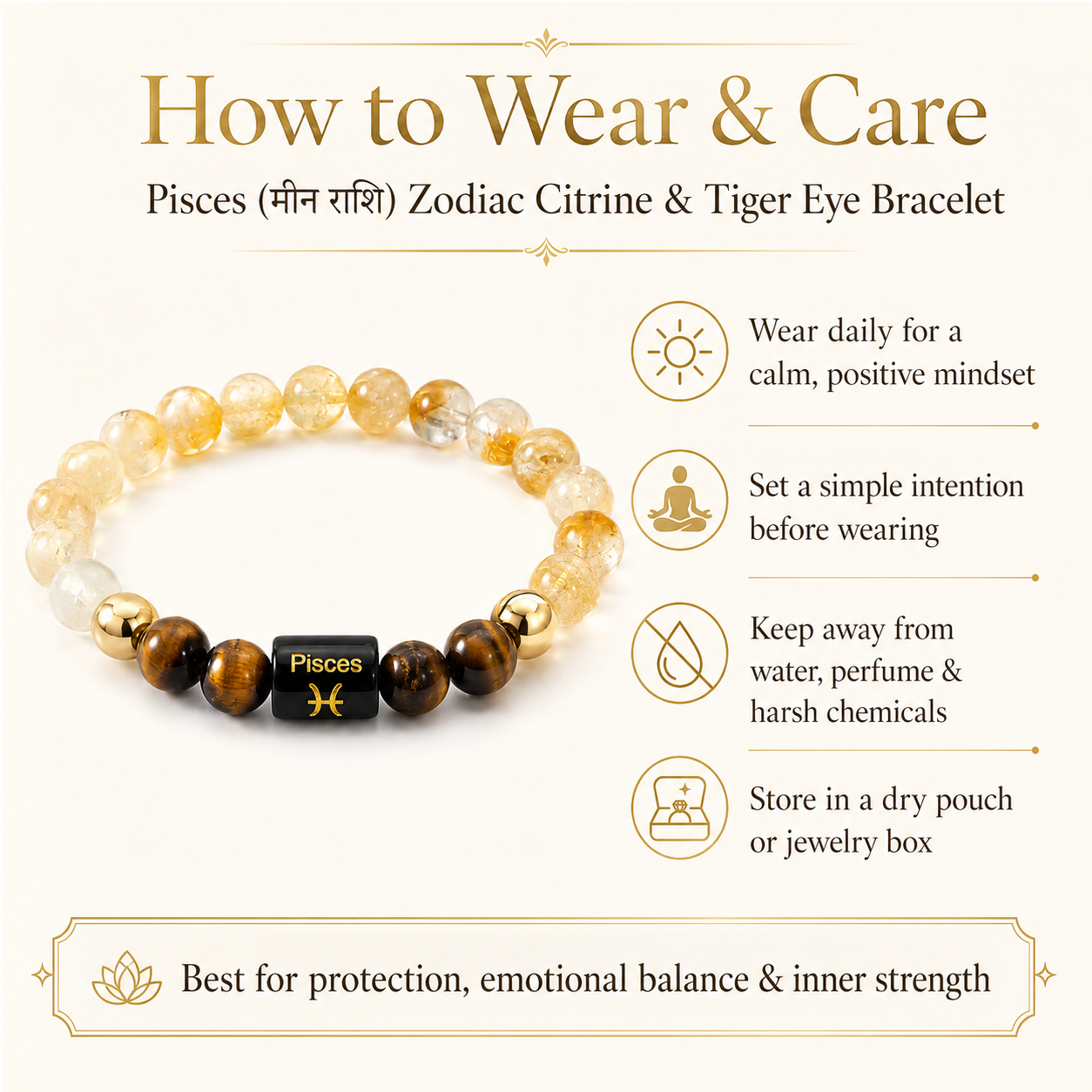 Pisces Rashi Bracelet — how to wear and care — KaalVeda