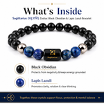 Sagittarius Rashi Bracelet — what's inside: Black Obsidian + Lapis Lazuli — KaalVeda