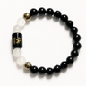Scorpio (Vrishchik) Rashi Bracelet — Black Obsidian + Milky Quartz