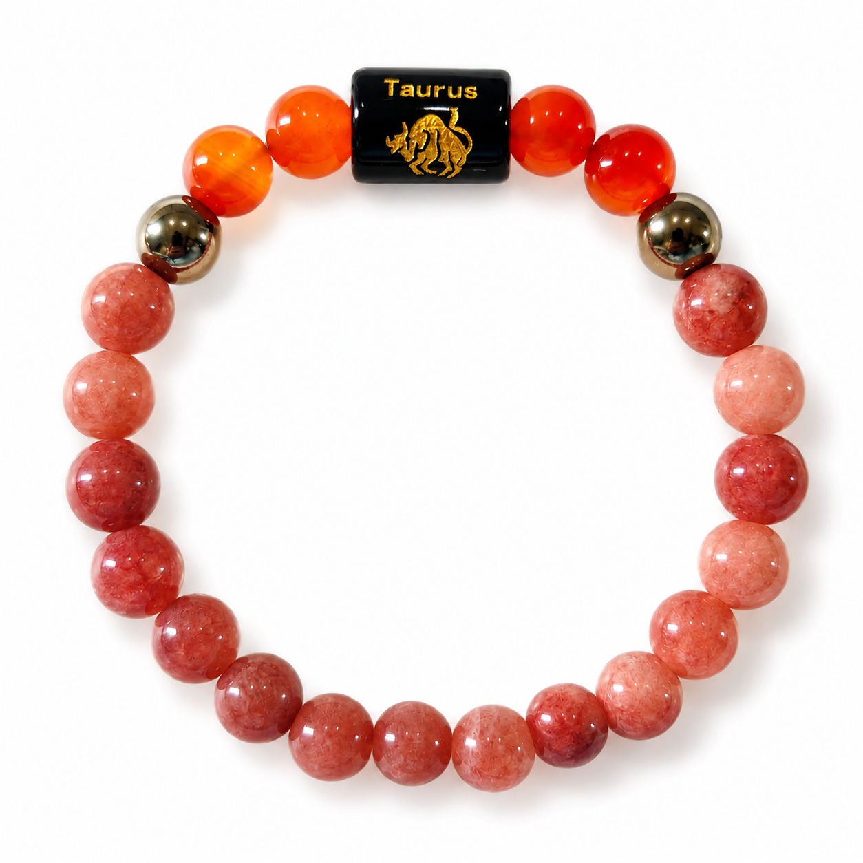 Taurus Rashi Bracelet — Sunstone + Carnelian on stretch cord — KaalVeda