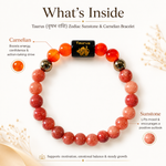 Taurus Rashi Bracelet — what's inside: Sunstone + Carnelian — KaalVeda