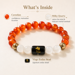 Virgo Rashi Bracelet — what's inside: Carnelian + Milky Quartz — KaalVeda