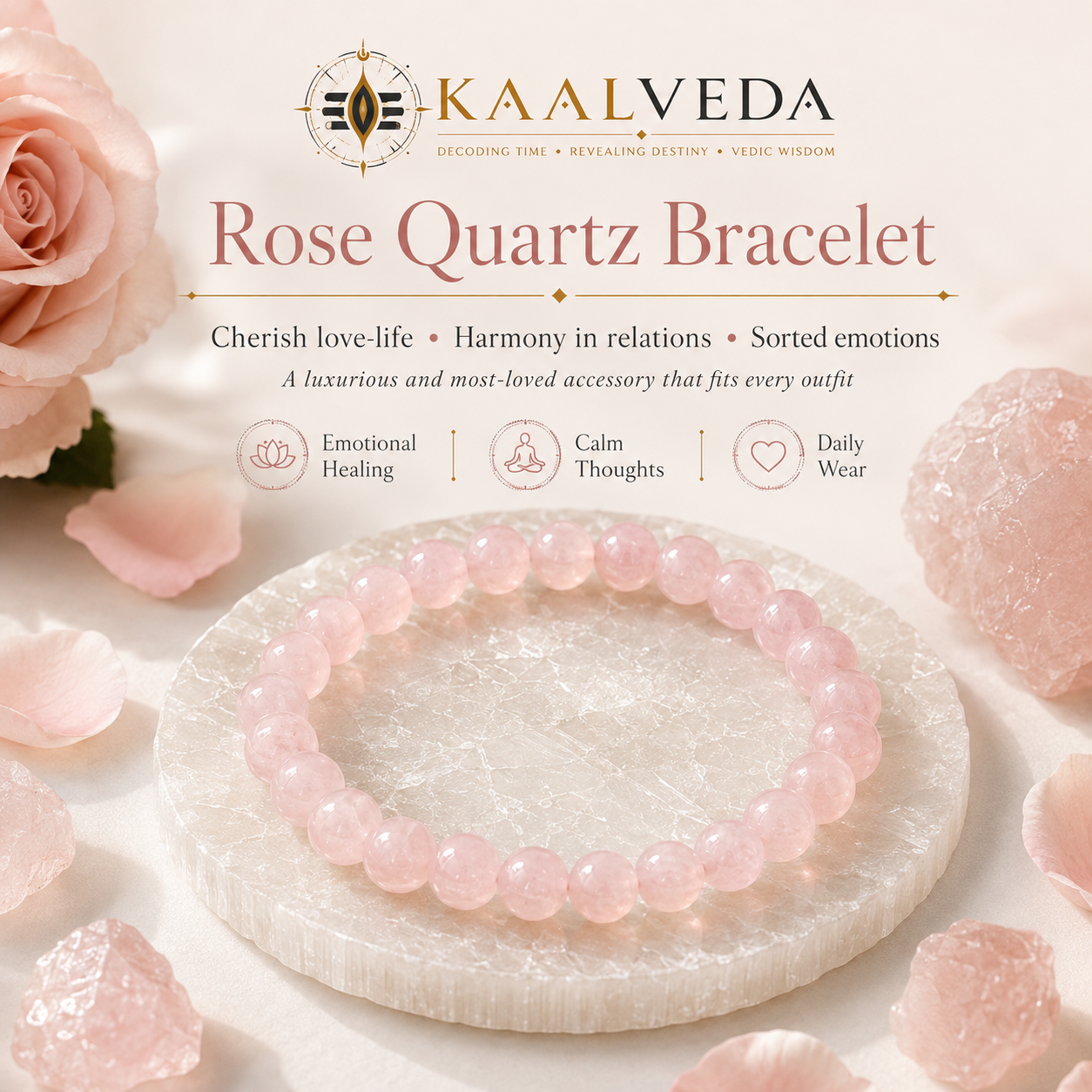 Rose Quartz Bracelet — everyday accessory that suits every outfit — KaalVeda