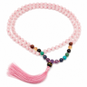 Rose Quartz Mala — Hand-Knotted with Chakra Accents