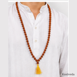 Rudraksha Mala 108+1 — detail of the natural rudraksha beads — KaalVeda