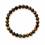 Tiger Eye Bracelet — natural chatoyant tiger eye beads on white — KaalVeda