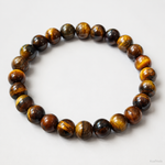Tiger Eye Bracelet — detail of polished tiger eye beads — KaalVeda