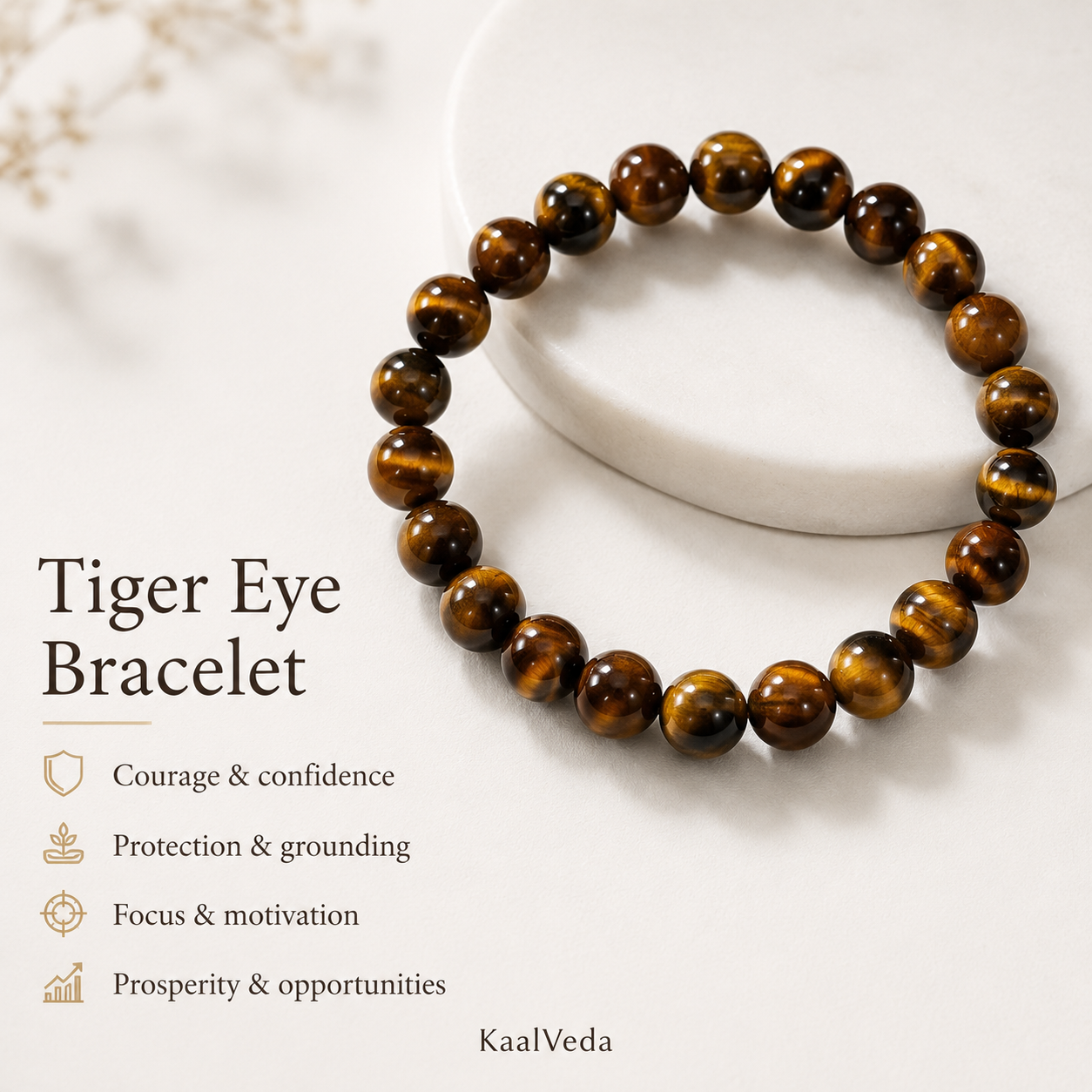 Tiger Eye Bracelet — courage, protection, focus and prosperity — KaalVeda