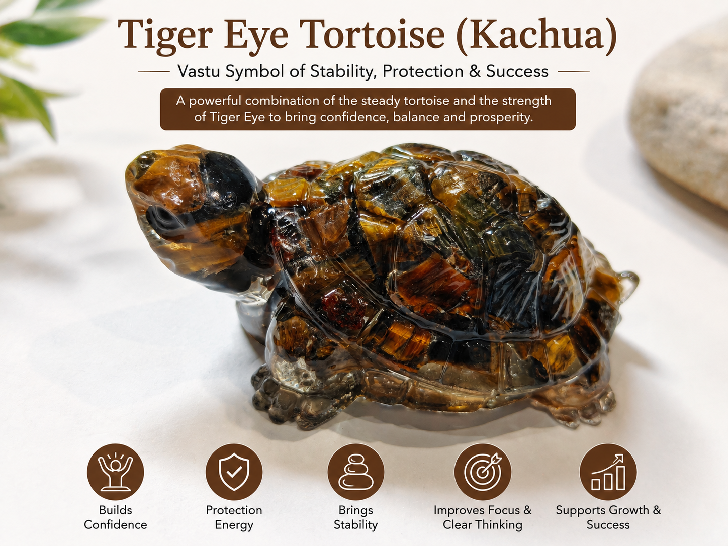 Tiger Eye Tortoise — natural tiger eye chips set in clear resin — KaalVeda
