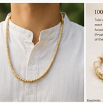 Tulsi Mala Kanthi — detail of the turned tulsi beads — KaalVeda